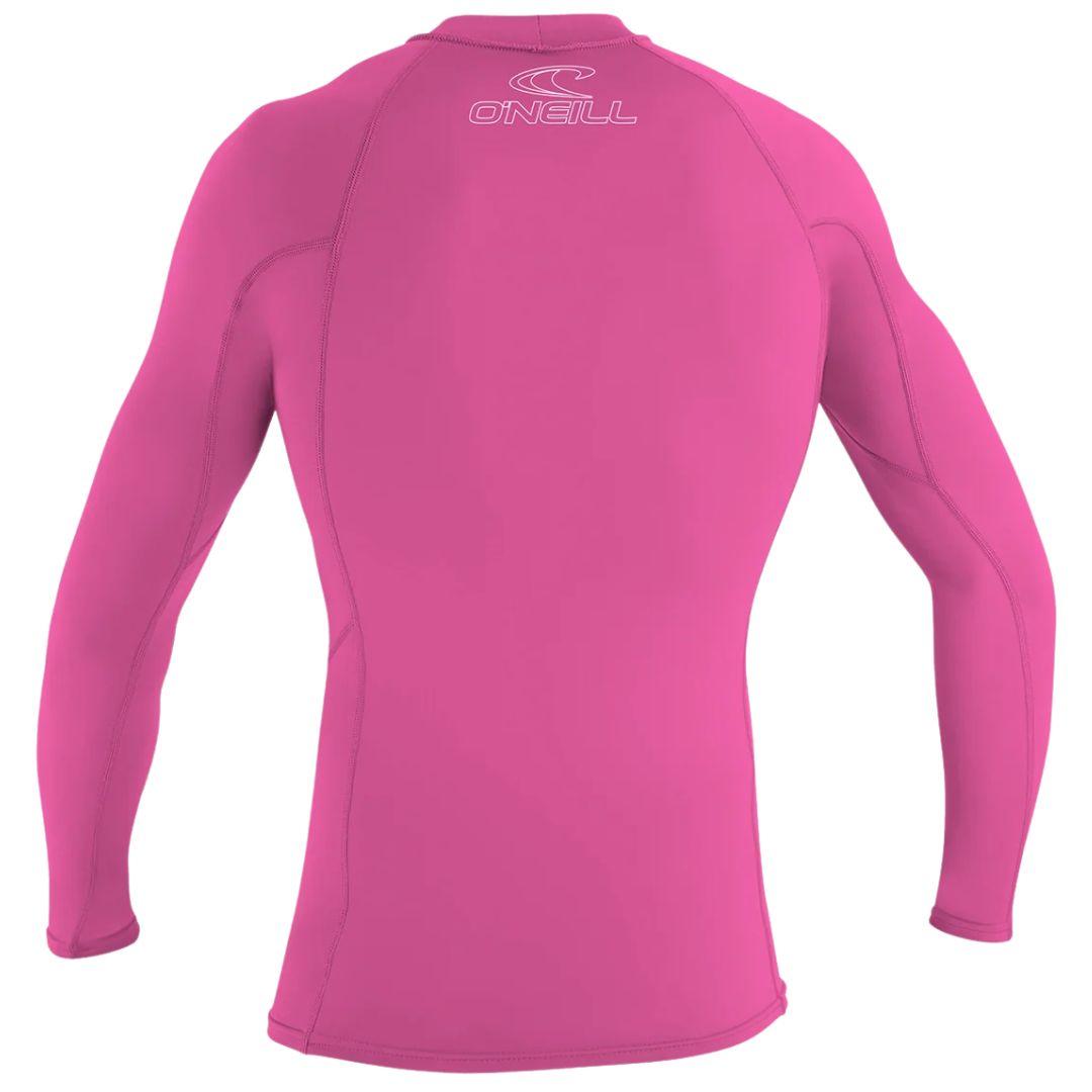 O'Neill Youth Basic Skins UPF 50+ Long Sleeve Rash Guard - Fox Pink